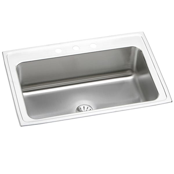 Lustertone Stainless Steel 33 X 22 X 10 Single Bowl Top Mount Sink With Perfect Drain